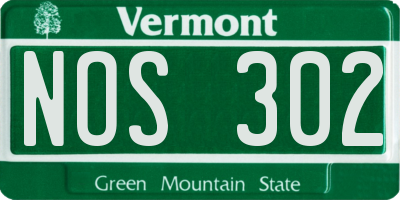VT license plate NOS302
