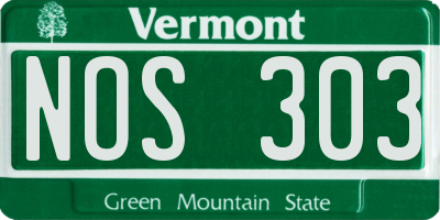VT license plate NOS303