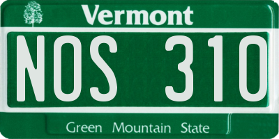 VT license plate NOS310