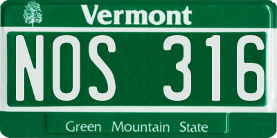 VT license plate NOS316