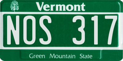 VT license plate NOS317