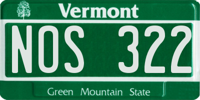 VT license plate NOS322