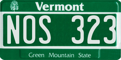 VT license plate NOS323