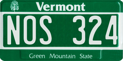 VT license plate NOS324