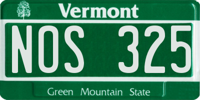 VT license plate NOS325
