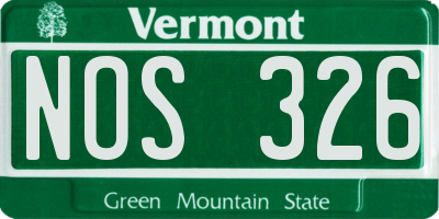 VT license plate NOS326