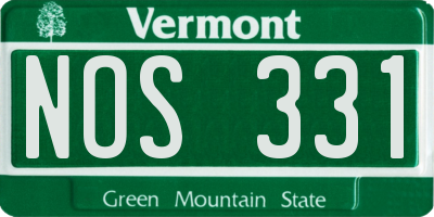 VT license plate NOS331