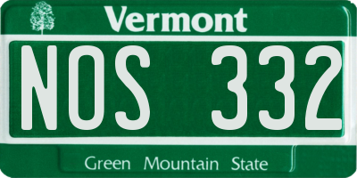 VT license plate NOS332