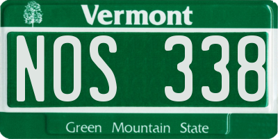 VT license plate NOS338