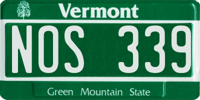 VT license plate NOS339