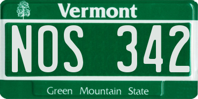 VT license plate NOS342