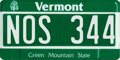 VT license plate NOS344