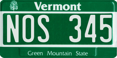 VT license plate NOS345