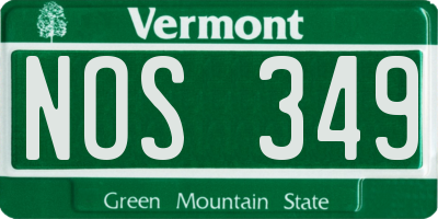 VT license plate NOS349