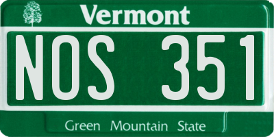 VT license plate NOS351