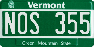 VT license plate NOS355