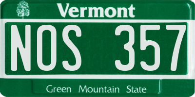 VT license plate NOS357