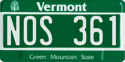 VT license plate NOS361