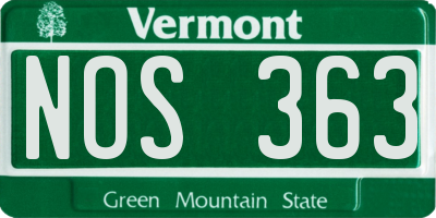 VT license plate NOS363
