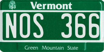 VT license plate NOS366