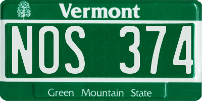 VT license plate NOS374