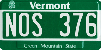 VT license plate NOS376