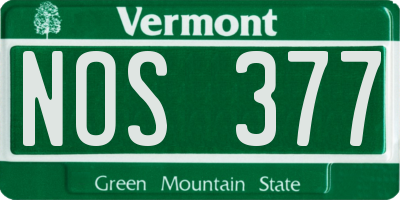 VT license plate NOS377