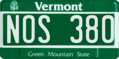 VT license plate NOS380