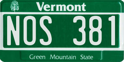VT license plate NOS381