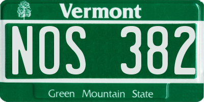 VT license plate NOS382