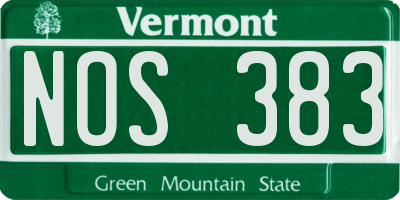 VT license plate NOS383