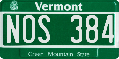 VT license plate NOS384