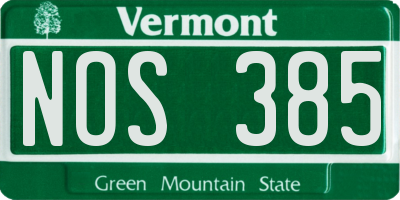 VT license plate NOS385