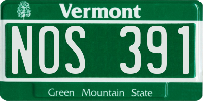 VT license plate NOS391
