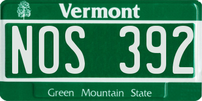 VT license plate NOS392