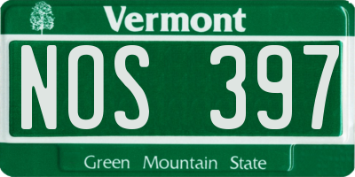 VT license plate NOS397