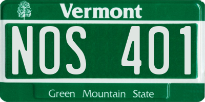VT license plate NOS401