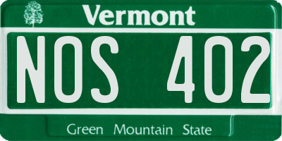 VT license plate NOS402