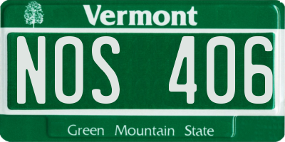 VT license plate NOS406