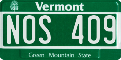 VT license plate NOS409