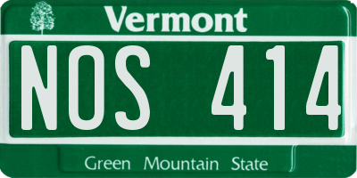 VT license plate NOS414