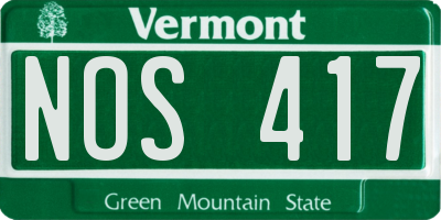 VT license plate NOS417