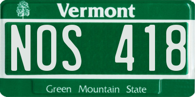 VT license plate NOS418