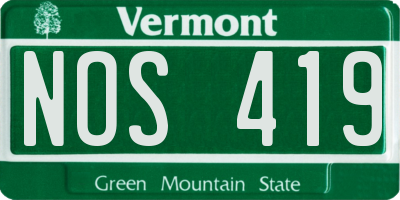 VT license plate NOS419