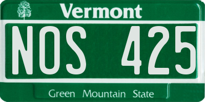 VT license plate NOS425