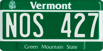 VT license plate NOS427