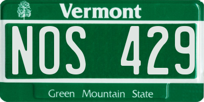 VT license plate NOS429