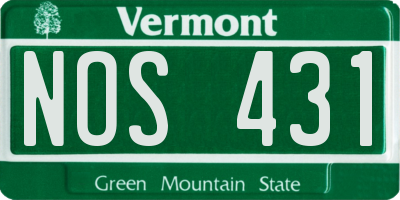VT license plate NOS431