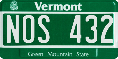 VT license plate NOS432