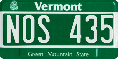 VT license plate NOS435